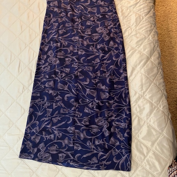 EDDIE BAUER 100% SILK Long Tank Top Purple Patterned Summer Tropical Dress TALL - Picture 4 of 4